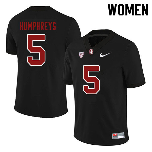 Women #5 John Humphreys Stanford Cardinal College Football Jerseys Sale-Black - Click Image to Close